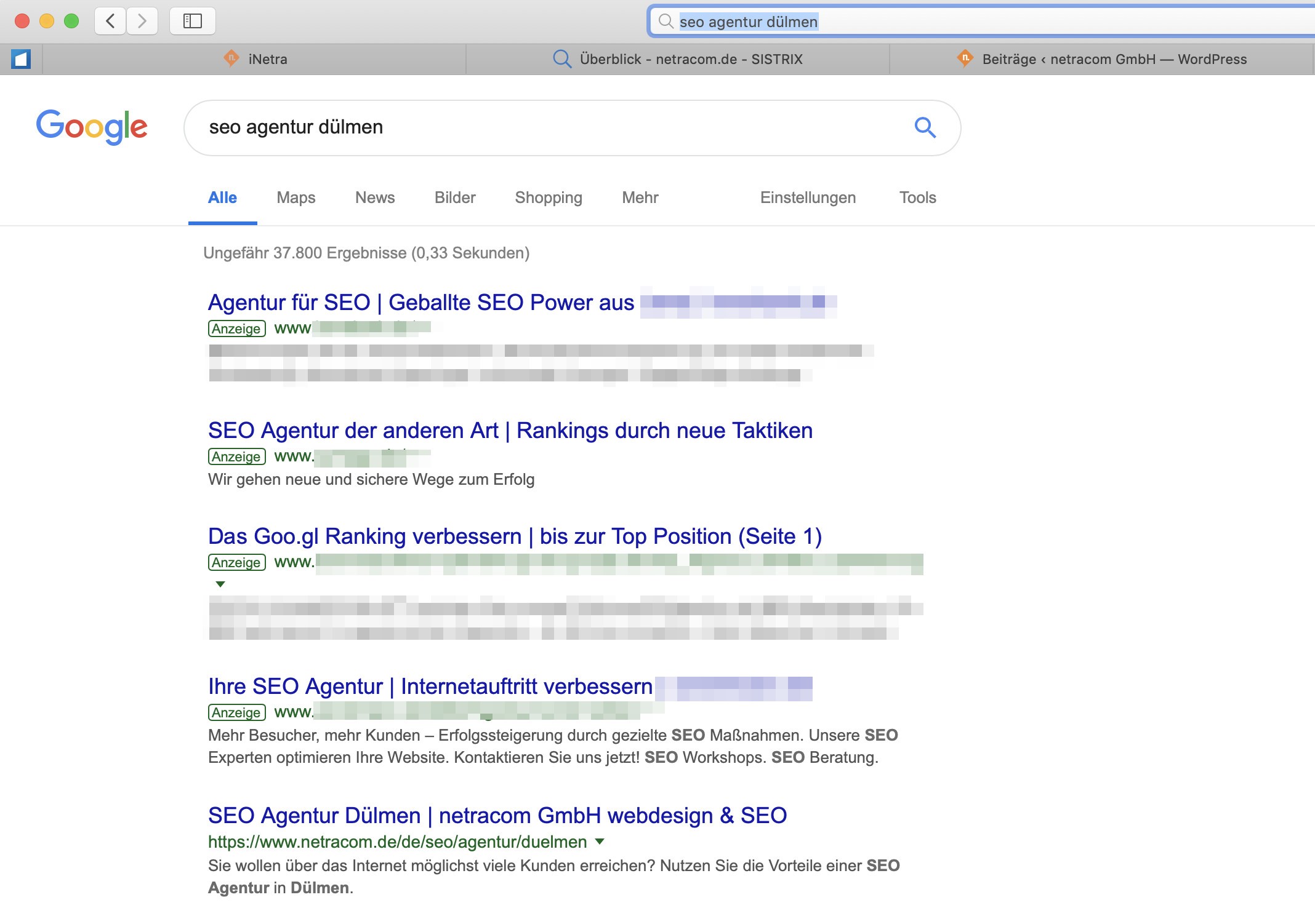 Google Suchergebnisseite