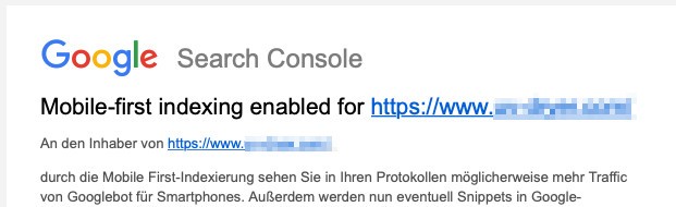 Google Search Console Mitteilung