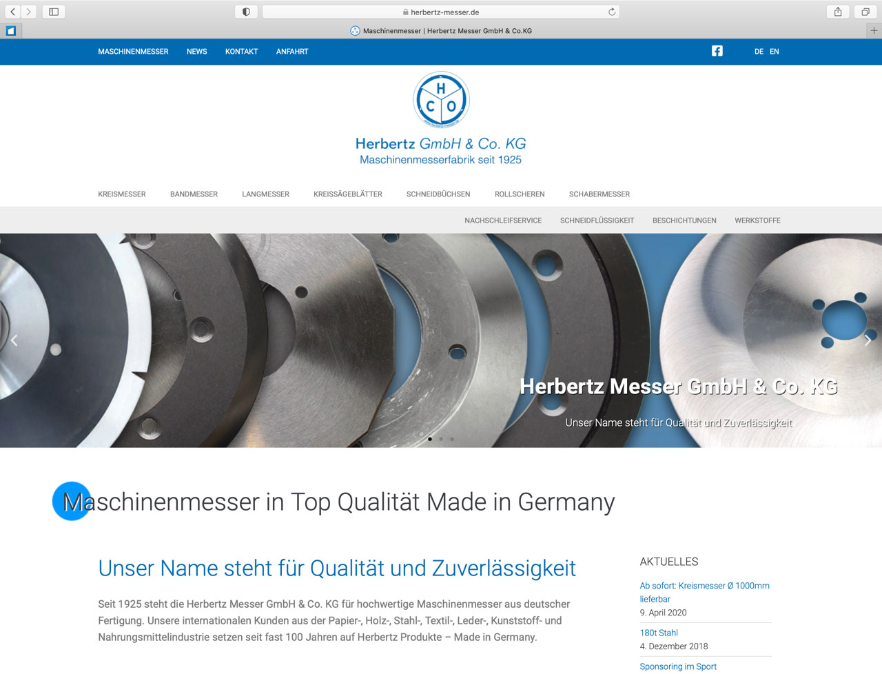 Website Herbertz Maschinenmesser