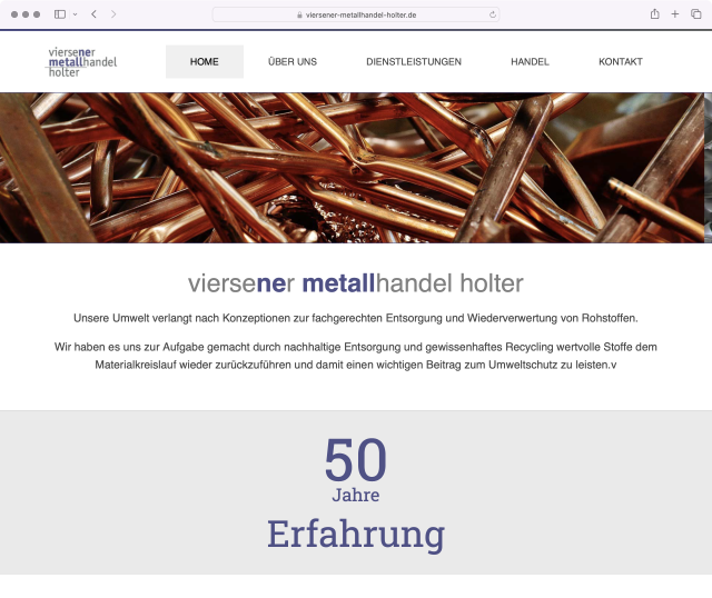 Website Viersener Metallhandel Holter