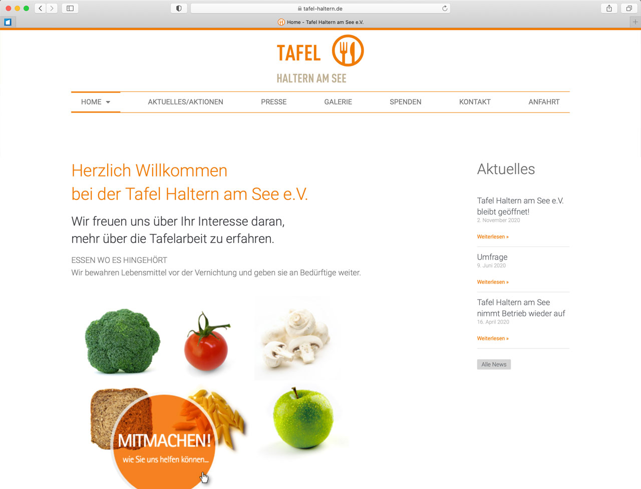 Website Tafel Haltern am See
