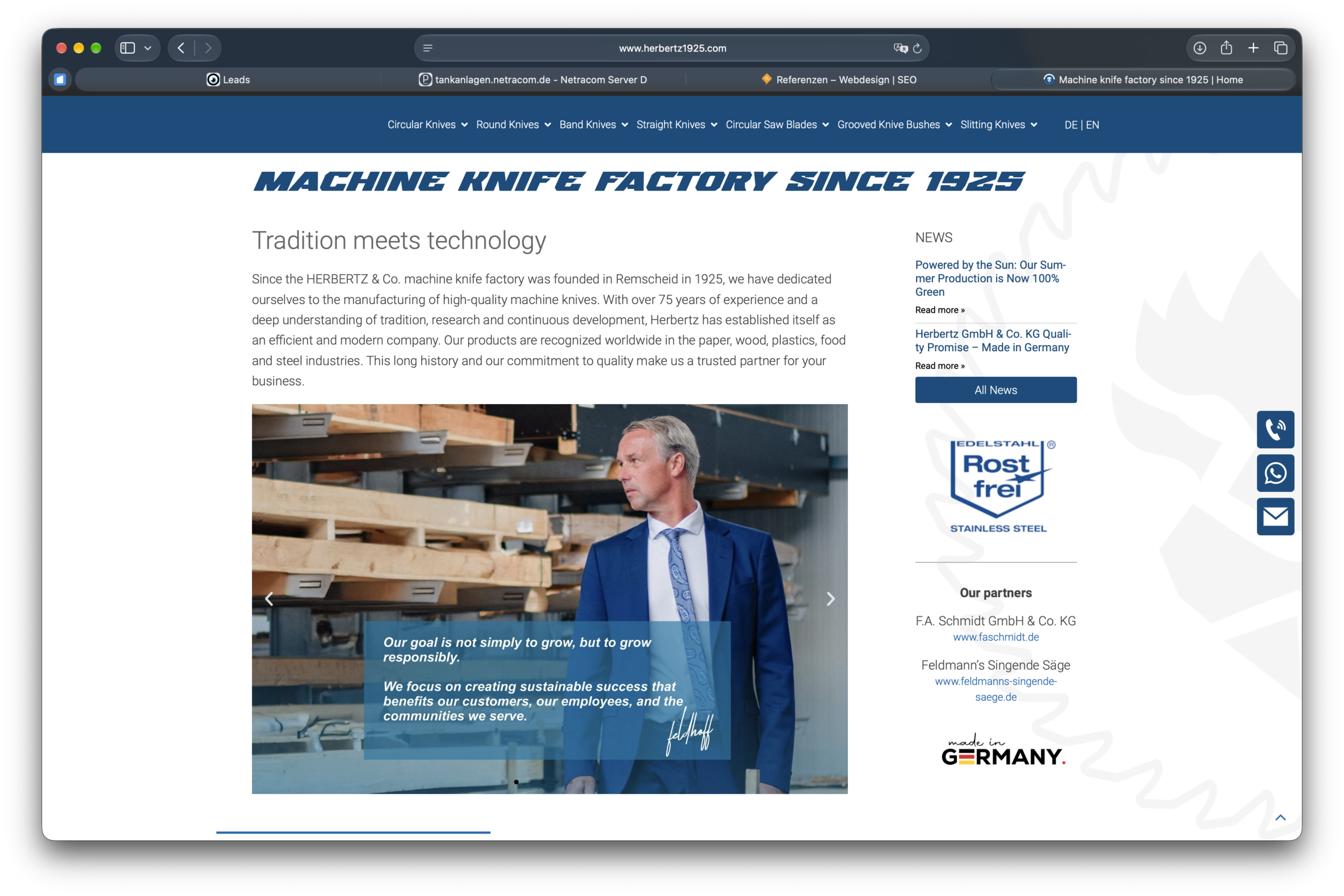 Website Herbertz Messer GmbH & CoKG